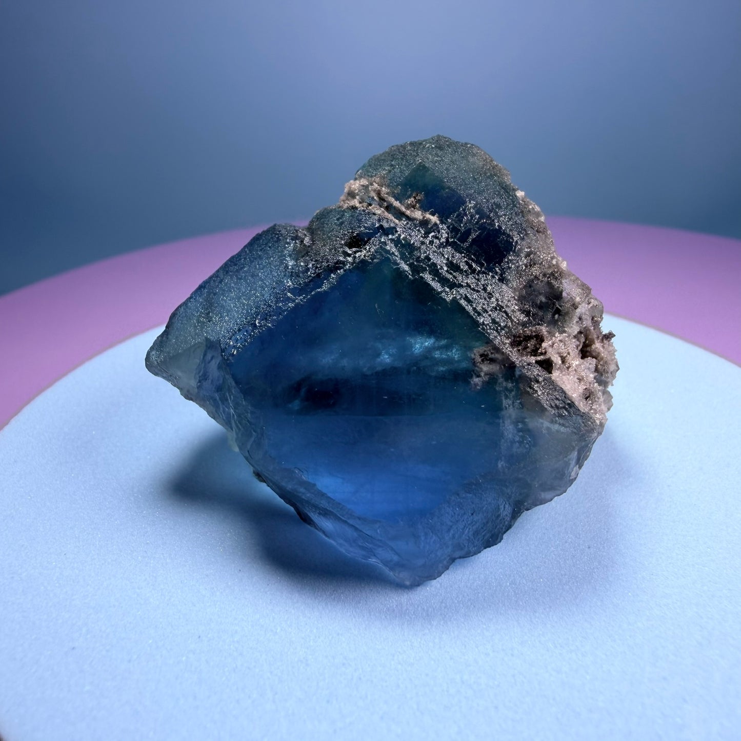 Octahedral Blue-Green Fluorite + Black Chalcedony Crystal Specimen, Fujian, China