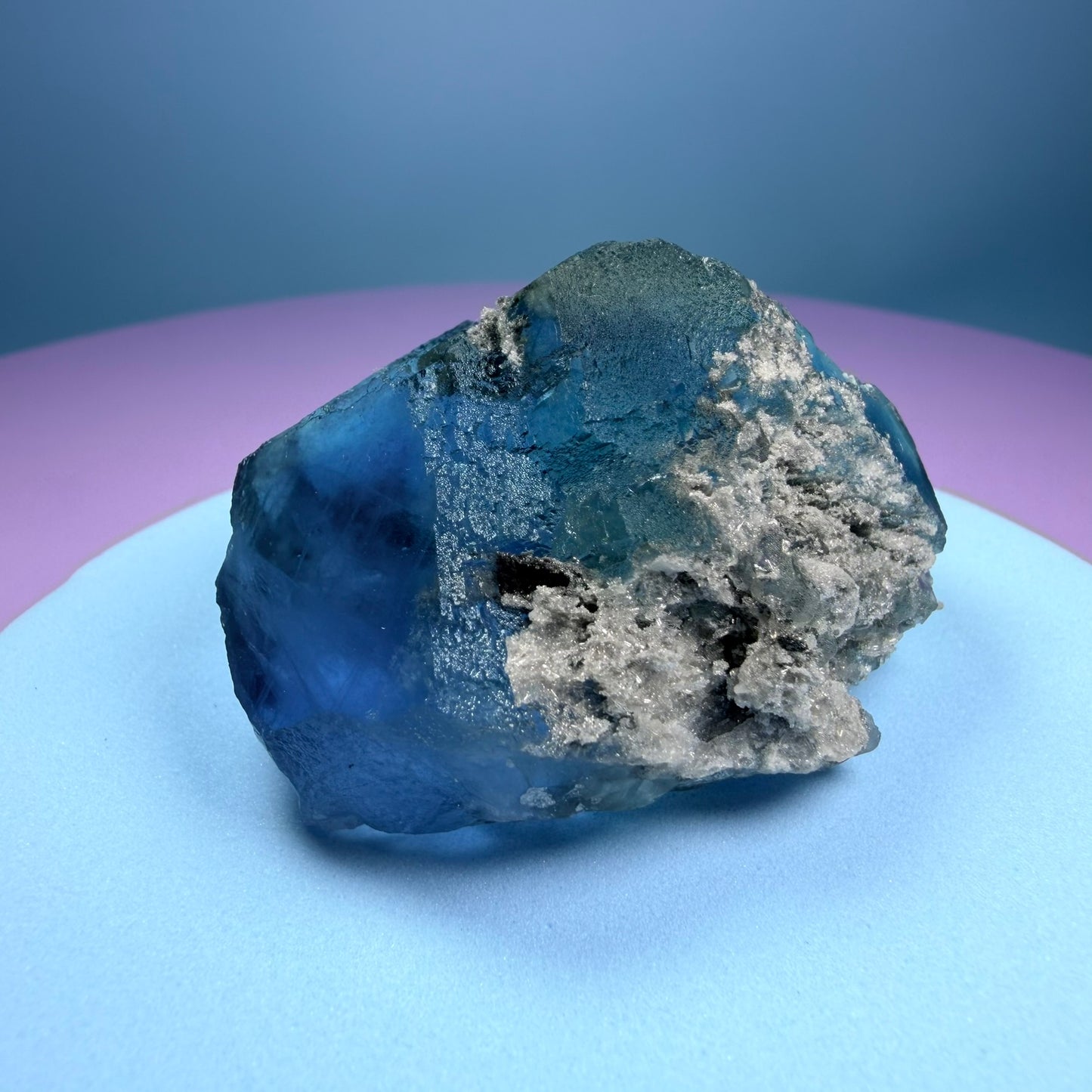Octahedral Blue-Green Fluorite + Black Chalcedony Crystal Specimen, Fujian, China