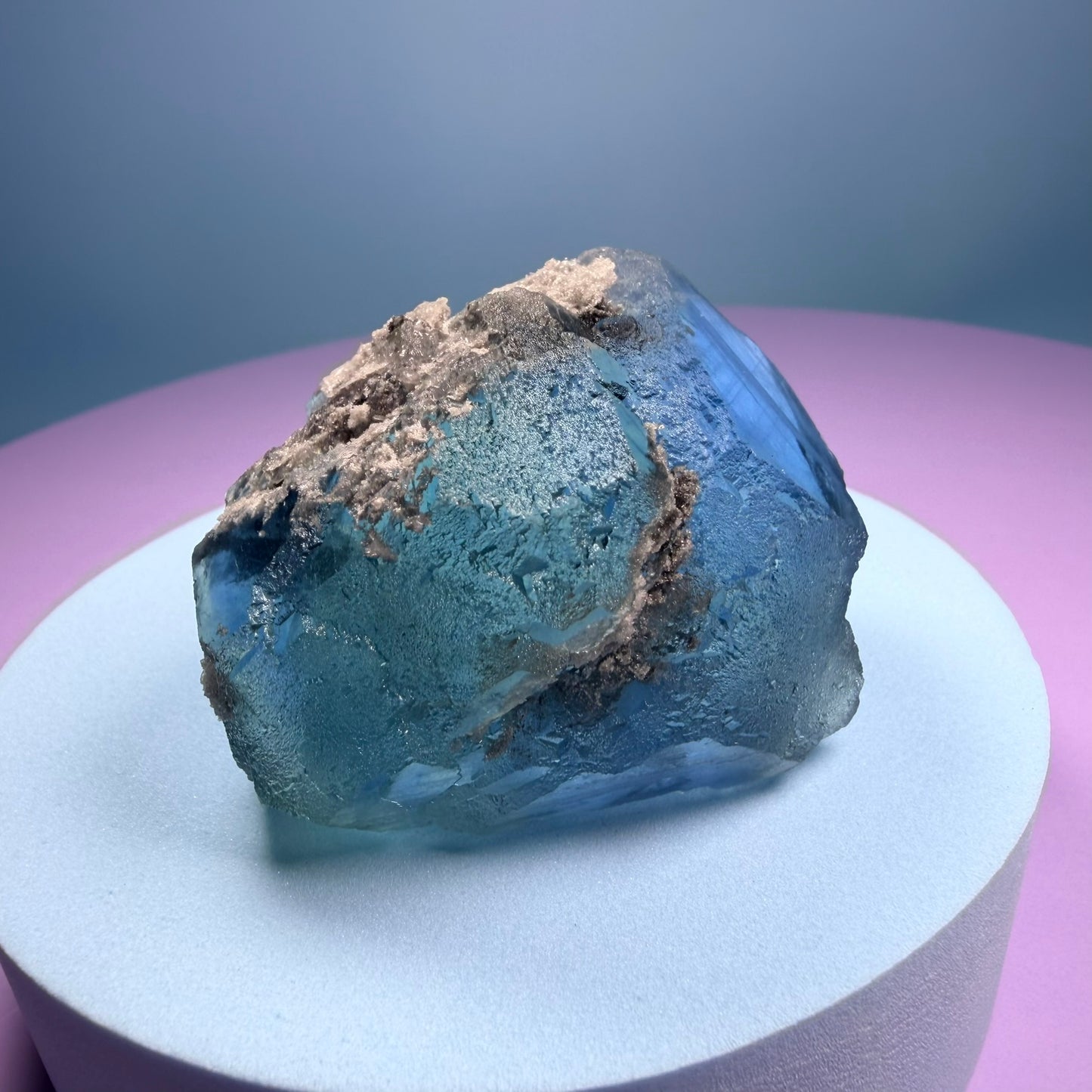 Octahedral Blue-Green Fluorite + Black Chalcedony Crystal Specimen, Fujian, China