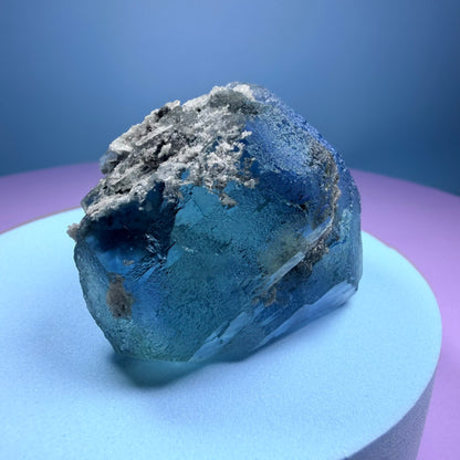Octahedral Blue-Green Fluorite + Black Chalcedony Crystal Specimen, Fujian, China