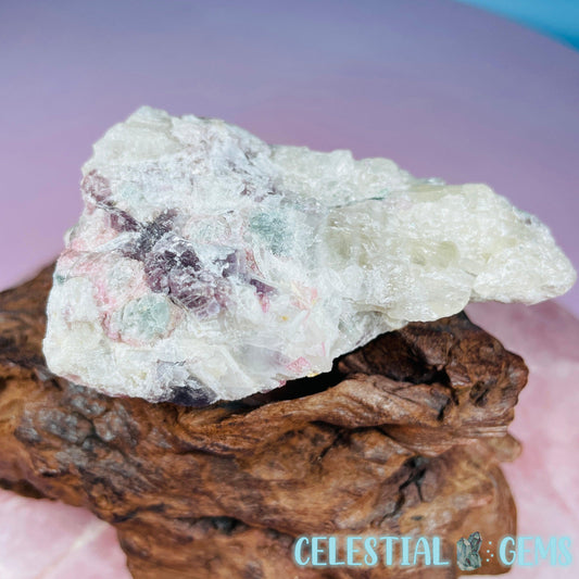 Pink + Blue Tourmaline in Quartz, Mica + Feldspar Raw Small Chunk Specimen