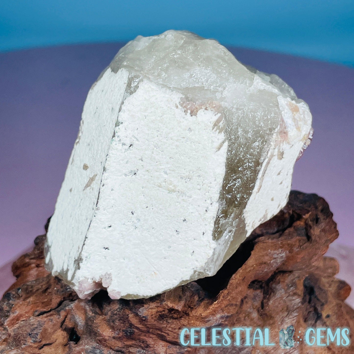 Pink,  Blue + Black Tourmaline in Citrine Quartz with Feldspar Raw Small Chunk Specimen