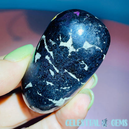 Rare Covellite Metallic Palmstone with Pink Fire Flash! (Video)