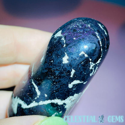 Rare Covellite Metallic Palmstone with Pink Fire Flash! (Video)