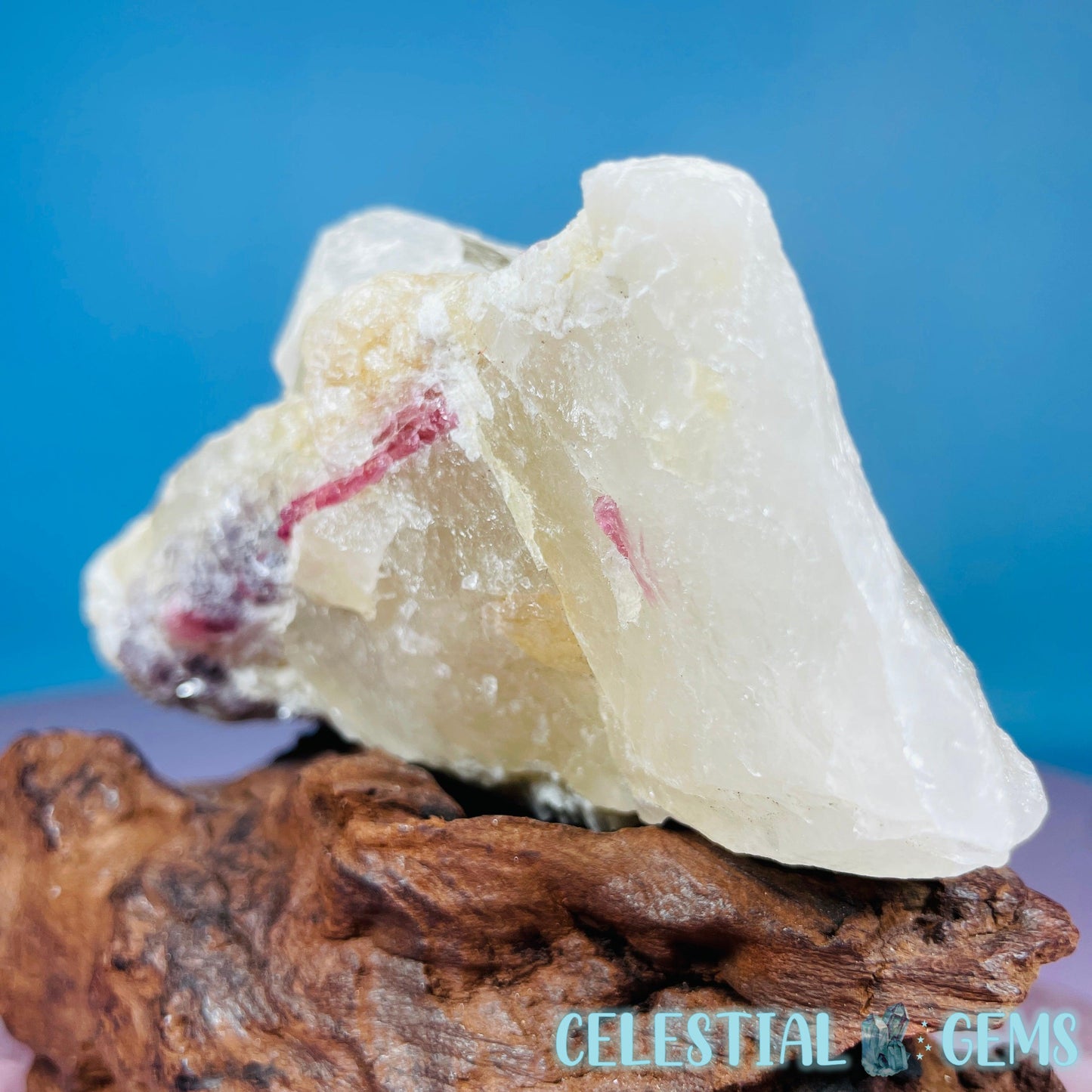 Pink Tourmaline in Quartz with Albite, Lepidolite + Muscovite Rosettes Small Raw Cluster Specimen
