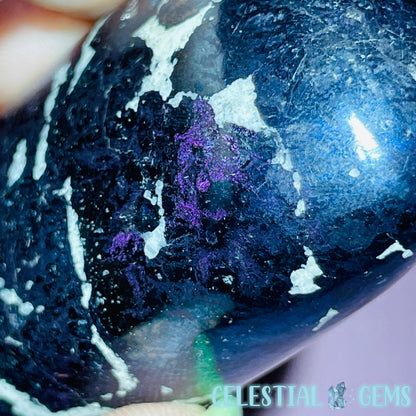 Rare Covellite Metallic Palmstone with Pink Fire Flash! (Video)