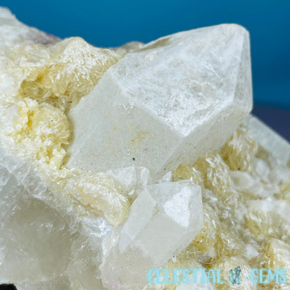 Pink Tourmaline in Quartz with Albite, Lepidolite + Muscovite Rosettes Small Raw Cluster Specimen