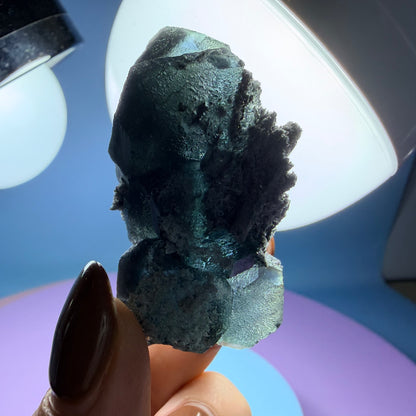 Octahedral Blue-Green Fluorite + Black Chalcedony Cluster Specimen, Fujian, China