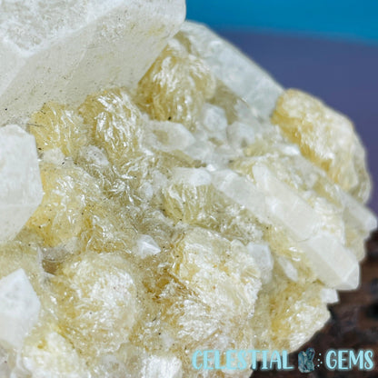 Pink Tourmaline in Quartz with Albite, Lepidolite + Muscovite Rosettes Small Raw Cluster Specimen