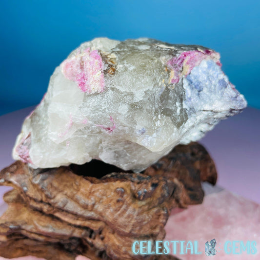 Pink Tourmaline in Smoky Quartz with Lepidolite Raw Medium Chunk Specimen