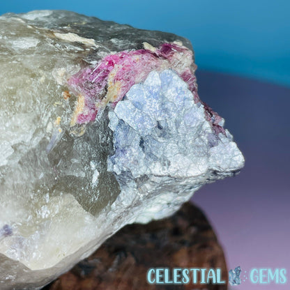 Pink Tourmaline in Smoky Quartz with Lepidolite Raw Medium Chunk Specimen