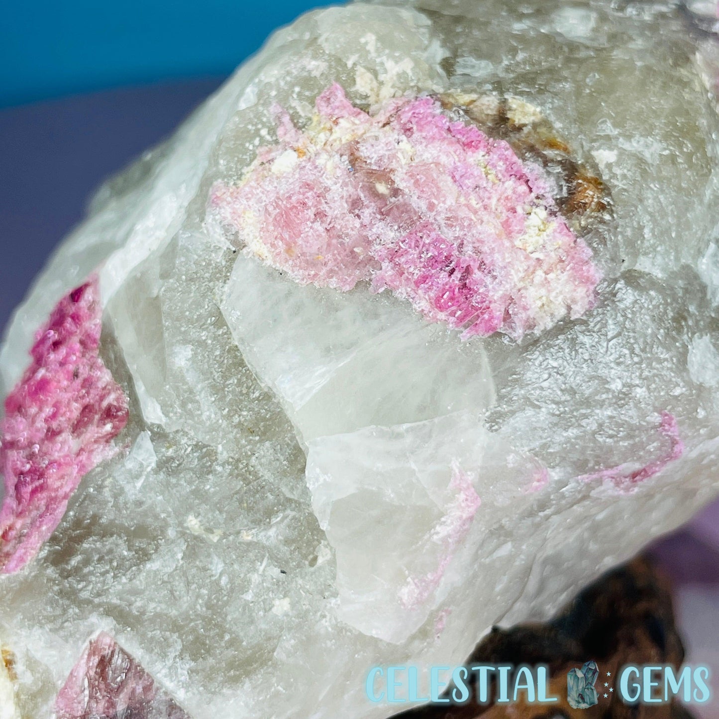 Pink Tourmaline in Smoky Quartz with Lepidolite Raw Medium Chunk Specimen