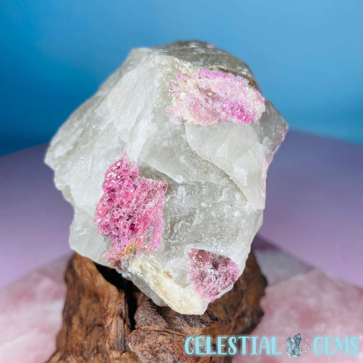 Pink Tourmaline in Smoky Quartz with Lepidolite Raw Medium Chunk Specimen