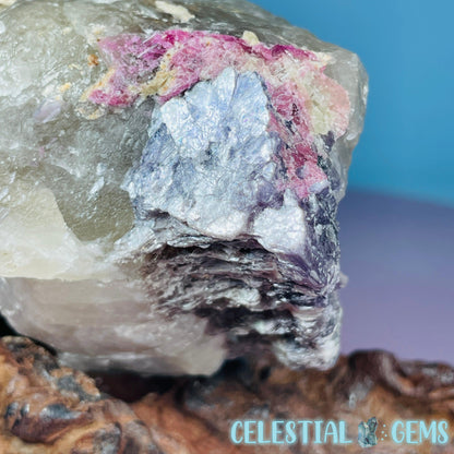 Pink Tourmaline in Smoky Quartz with Lepidolite Raw Medium Chunk Specimen