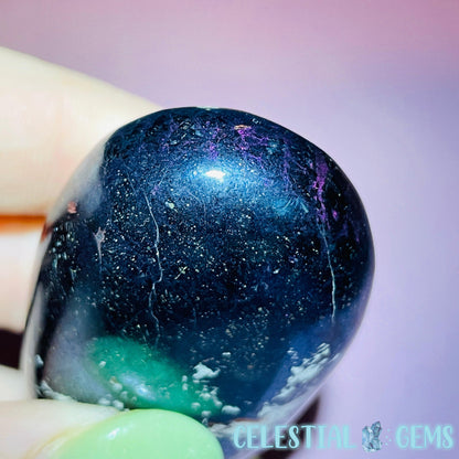 Rare Covellite Metallic Palmstone with Pink Fire Flash! (Video)