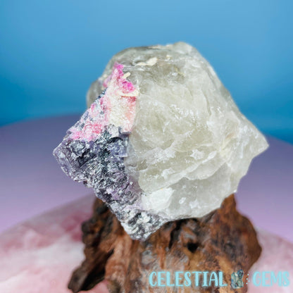 Pink Tourmaline in Smoky Quartz with Lepidolite Raw Medium Chunk Specimen