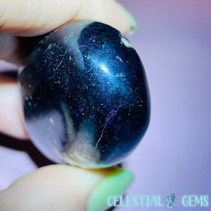 Rare Covellite Metallic Palmstone with Pink Fire Flash! (Video)