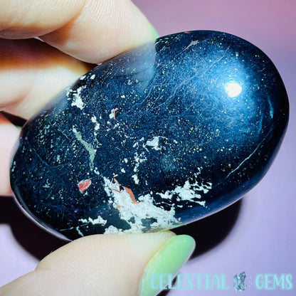 Rare Covellite Metallic Palmstone with Pink Fire Flash! (Video)