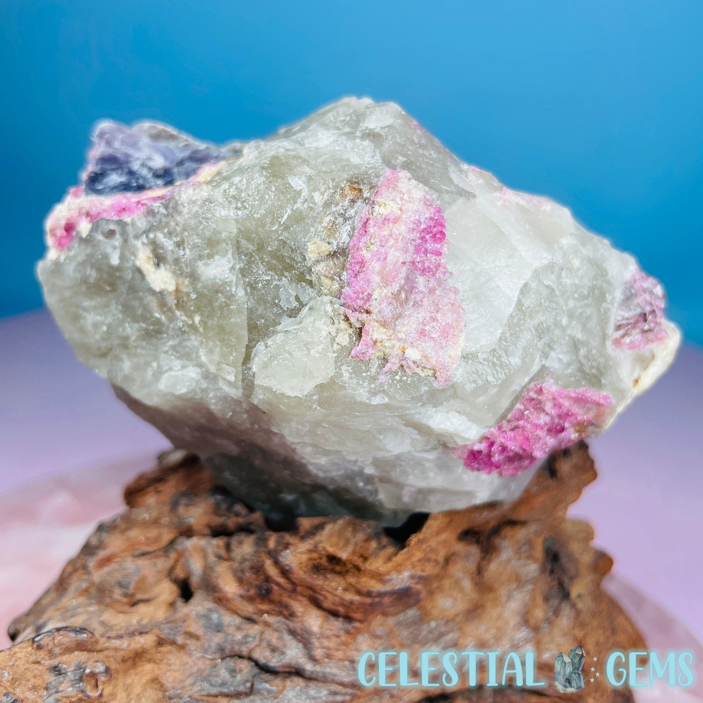 Pink Tourmaline in Smoky Quartz with Lepidolite Raw Medium Chunk Specimen