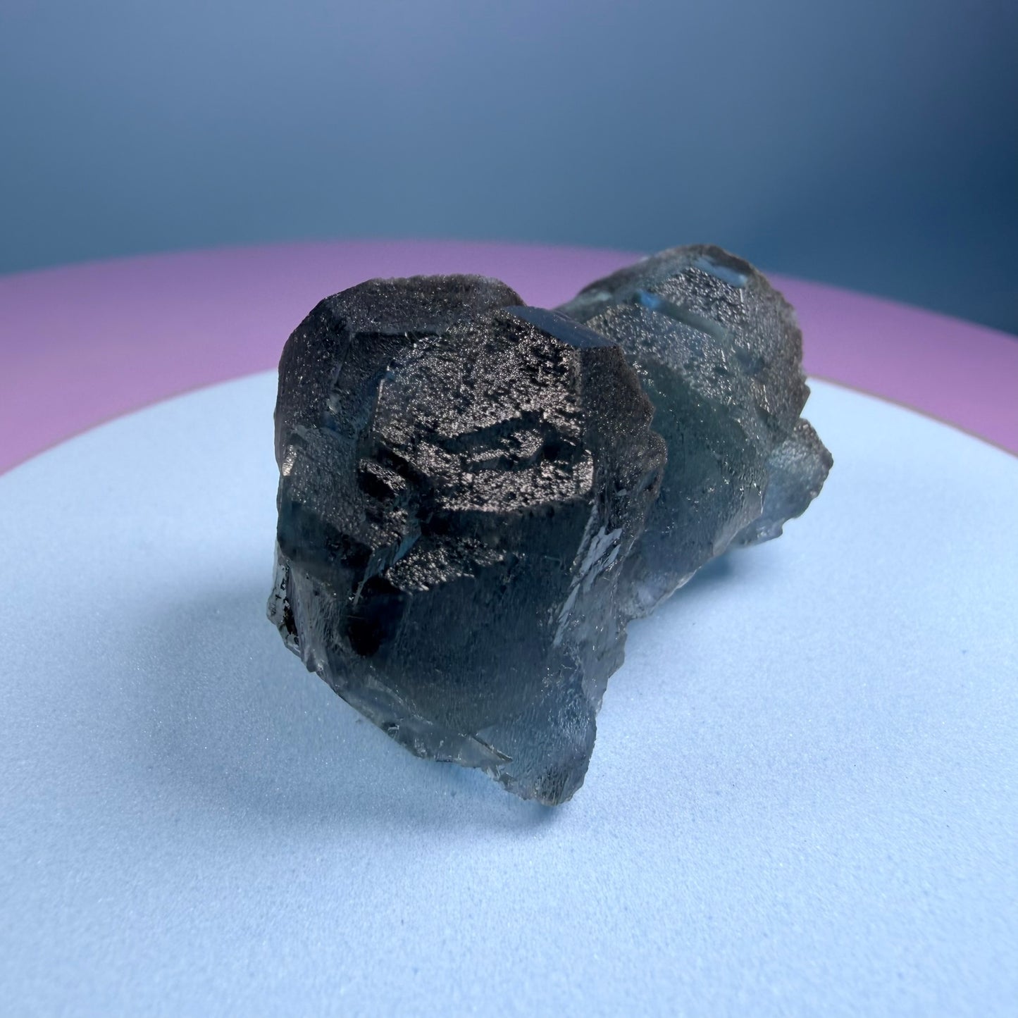 Octahedral Blue-Green Fluorite + Black Chalcedony Cluster Specimen, Fujian, China