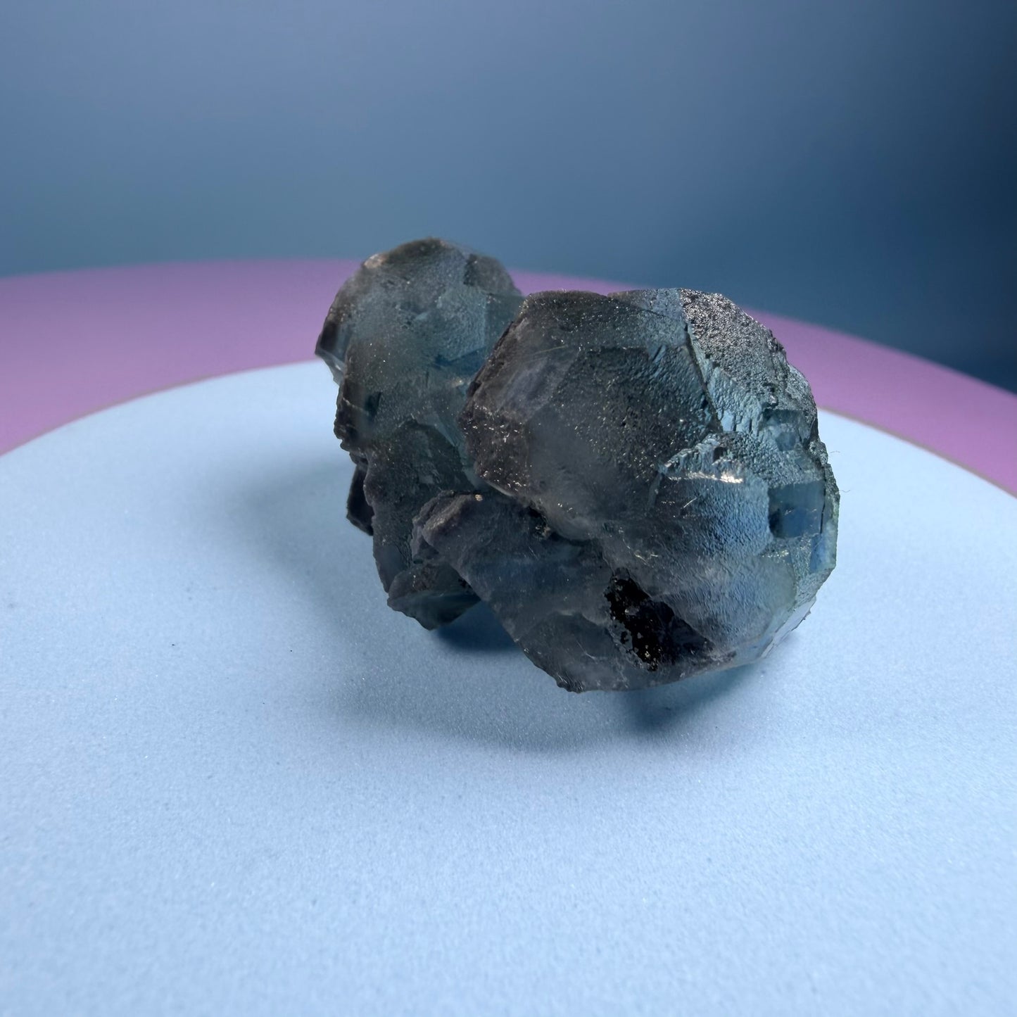 Octahedral Blue-Green Fluorite + Black Chalcedony Cluster Specimen, Fujian, China