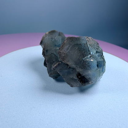 Octahedral Blue-Green Fluorite + Black Chalcedony Cluster Specimen, Fujian, China