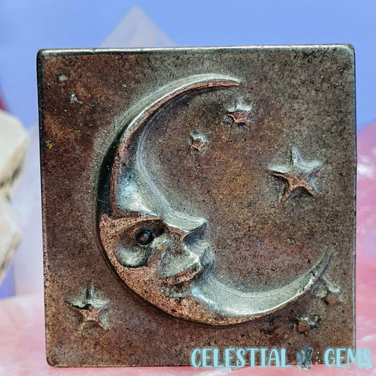 Chalcopyrite Celestial Moon & Stars Square Slab