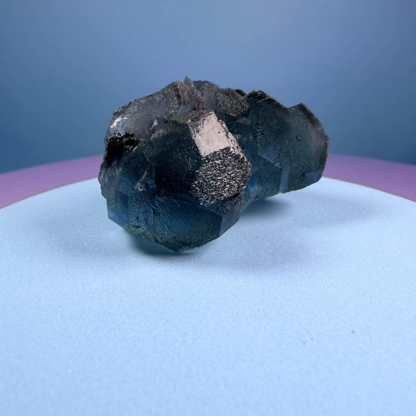 Octahedral Blue-Green Fluorite + Black Chalcedony Cluster Specimen, Fujian, China