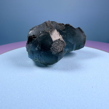 Octahedral Blue-Green Fluorite + Black Chalcedony Cluster Specimen, Fujian, China