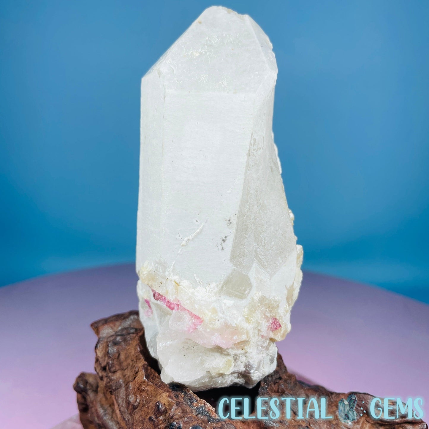 Pink Tourmaline in Quartz Point with Albite + Muscovite Raw Medium Chunk Specimen