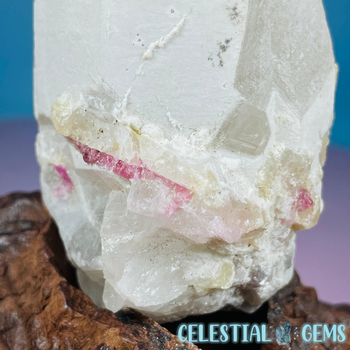 Pink Tourmaline in Quartz Point with Albite + Muscovite Raw Medium Chunk Specimen