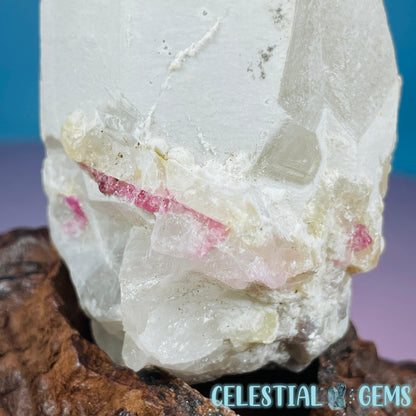 Pink Tourmaline in Quartz Point with Albite + Muscovite Raw Medium Chunk Specimen