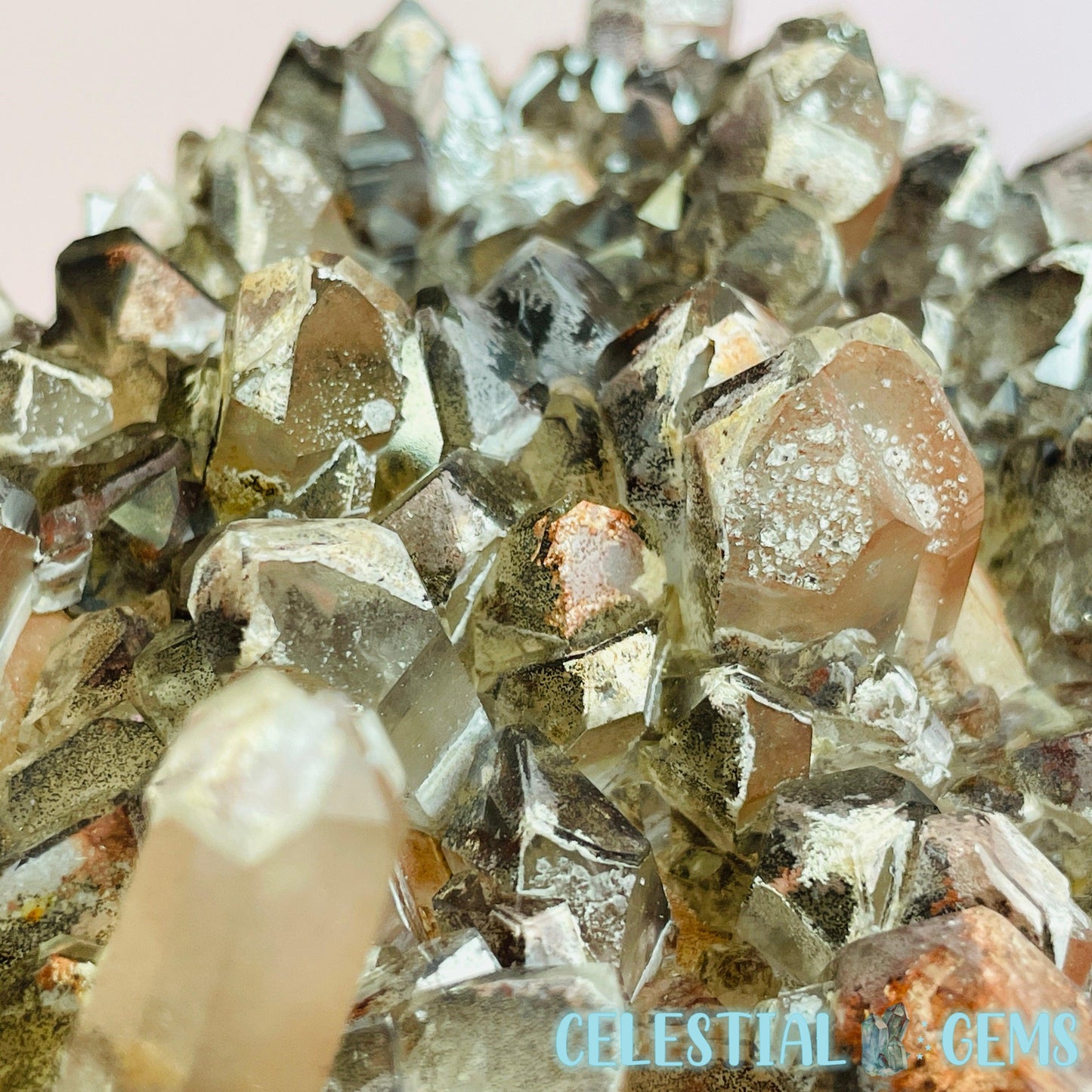 Phantom Hematite Quartz Large Cluster