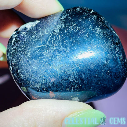 Rare Covellite Metallic Palmstone with Pink Fire Flash! (Video)