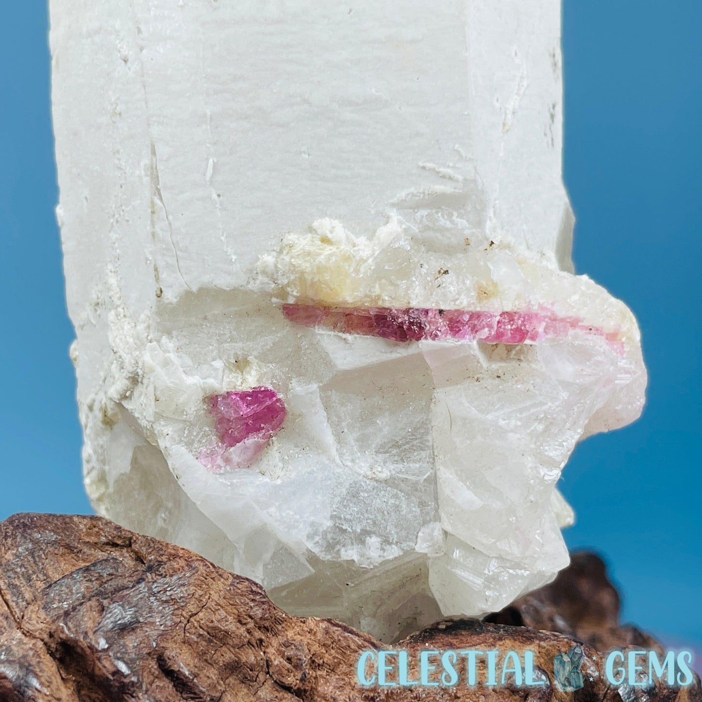 Pink Tourmaline in Quartz Point with Albite + Muscovite Raw Medium Chunk Specimen