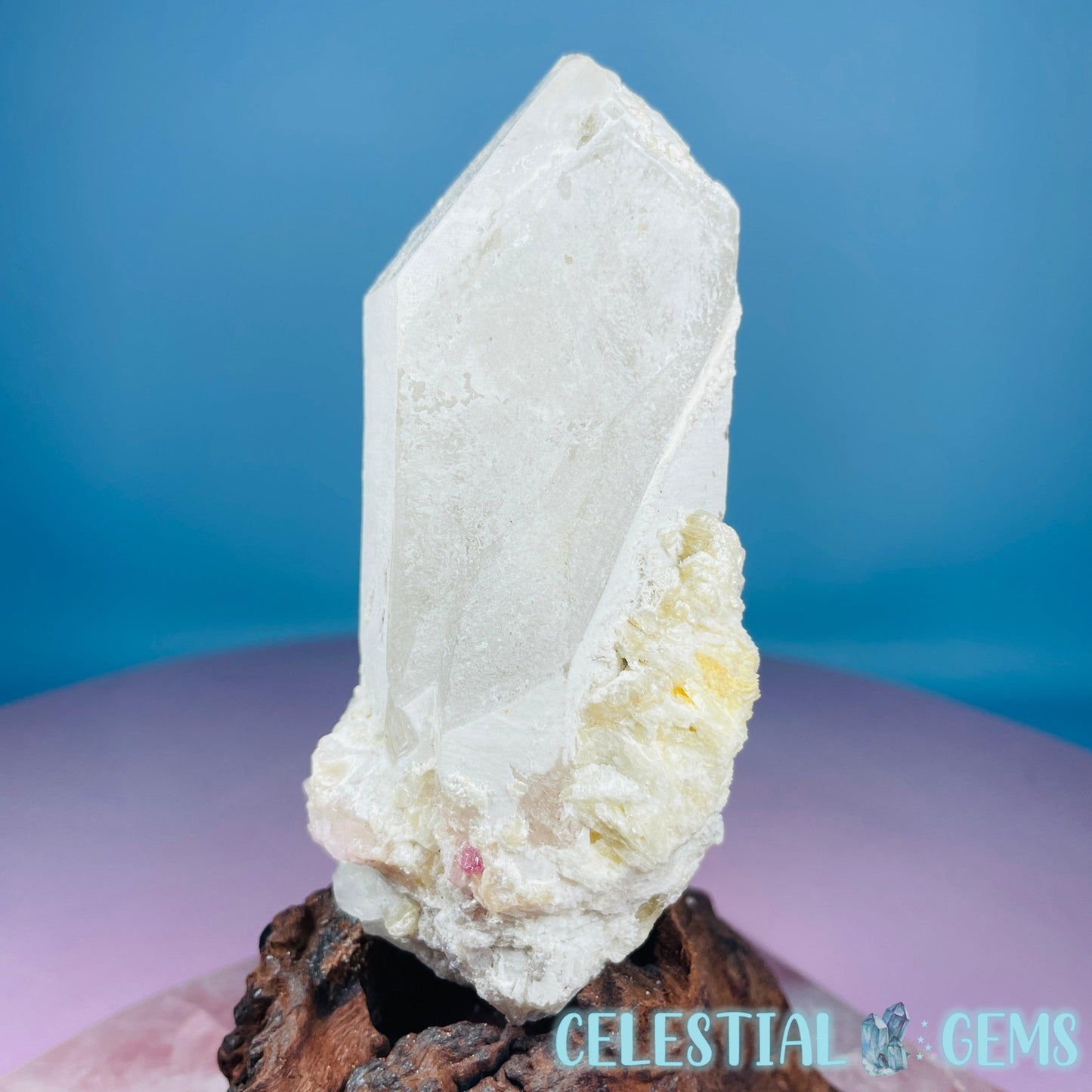 Pink Tourmaline in Quartz Point with Albite + Muscovite Raw Medium Chunk Specimen