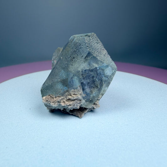 Octahedral Blue-Green Fluorite + Black Chalcedony Crystal Specimen, Fujian, China