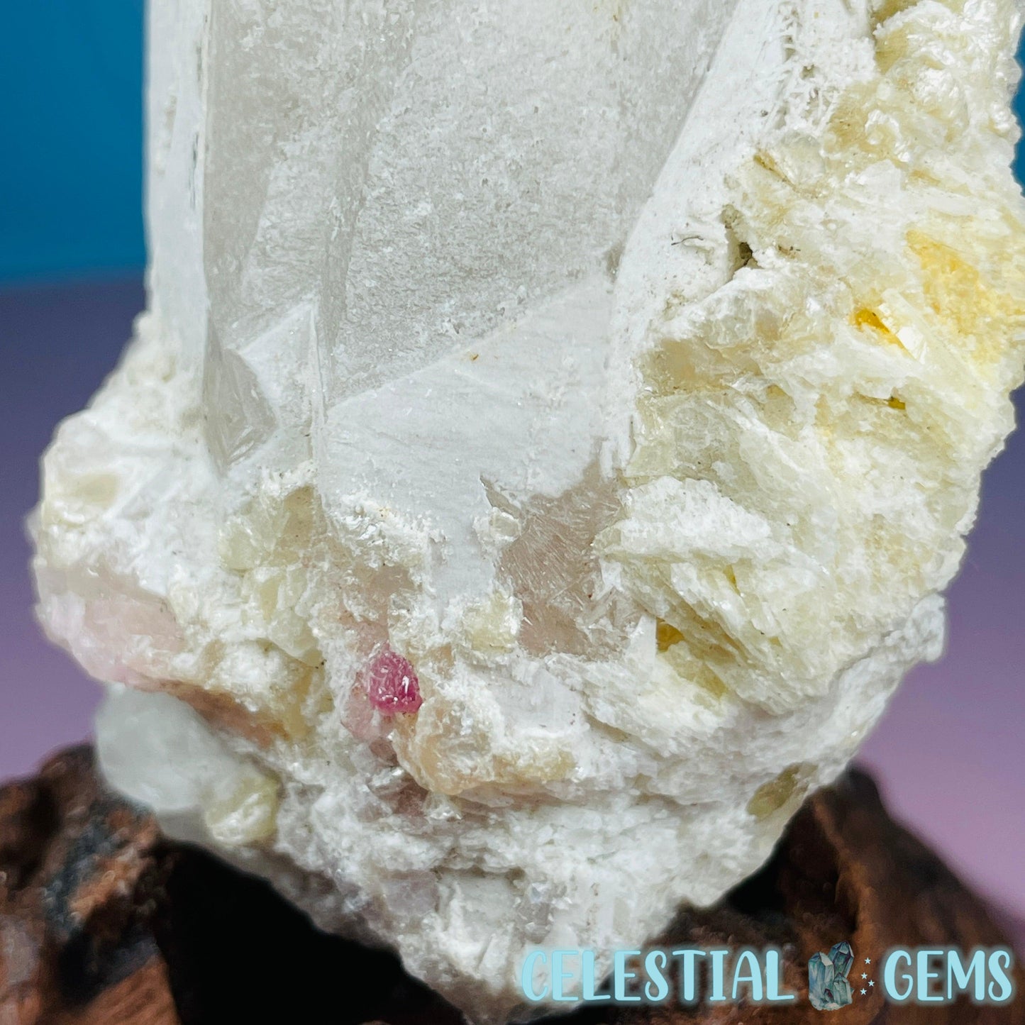 Pink Tourmaline in Quartz Point with Albite + Muscovite Raw Medium Chunk Specimen