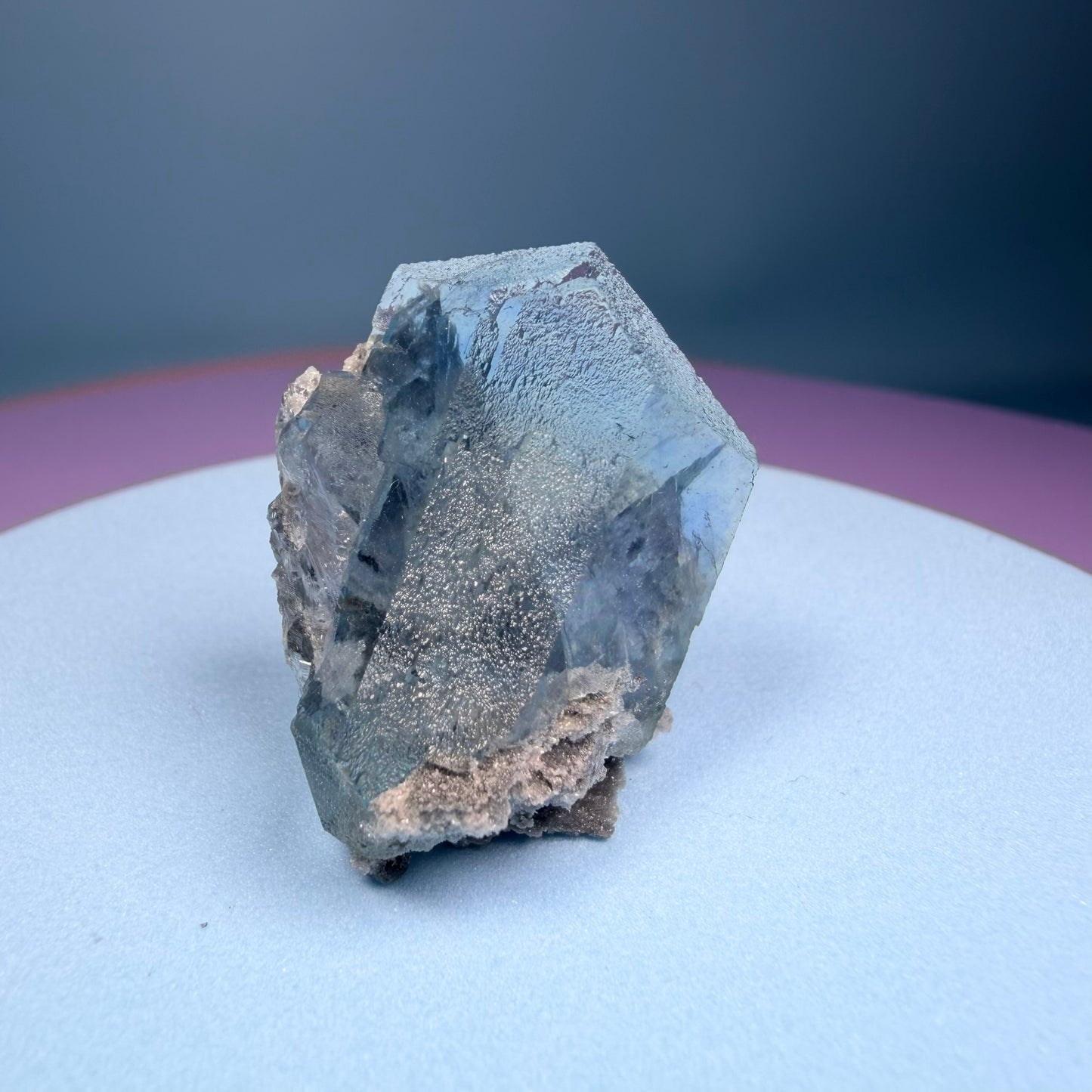 Octahedral Blue-Green Fluorite + Black Chalcedony Crystal Specimen, Fujian, China
