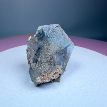 Octahedral Blue-Green Fluorite + Black Chalcedony Crystal Specimen, Fujian, China