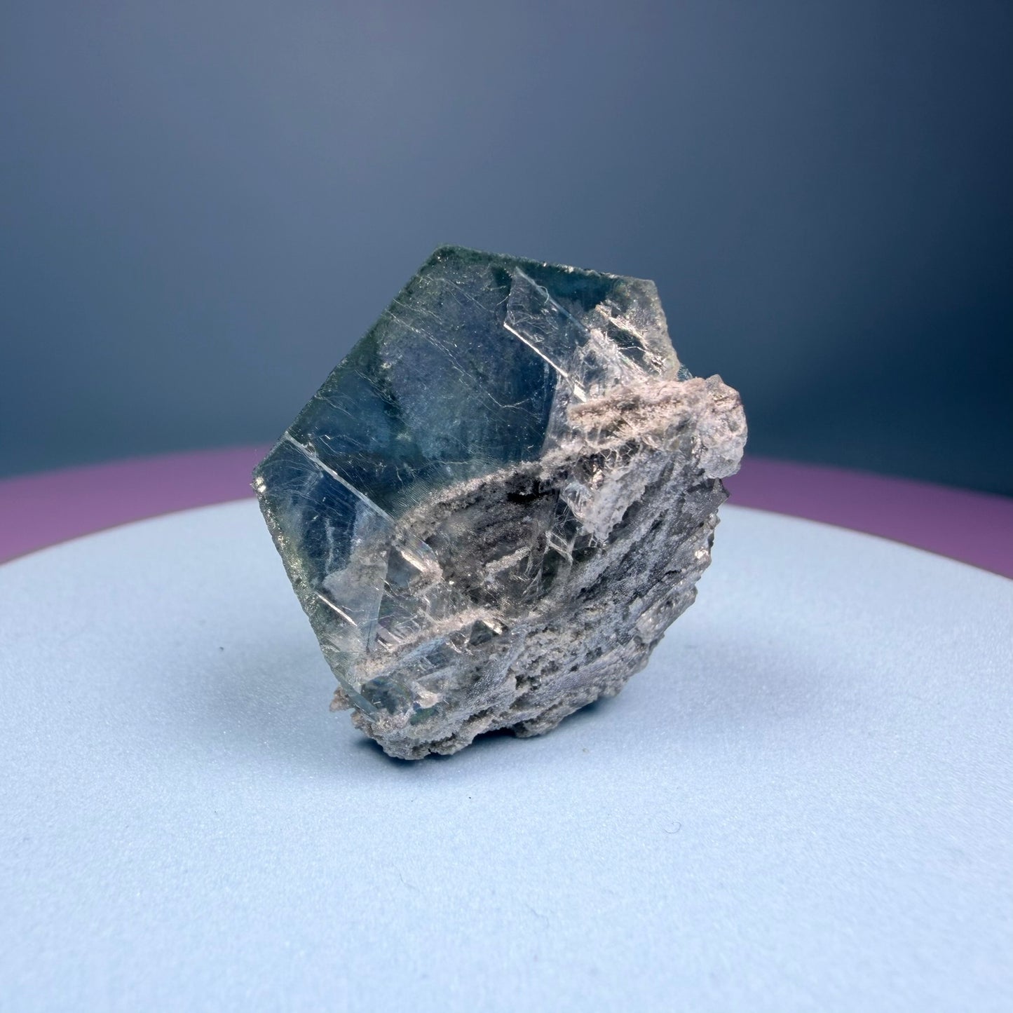 Octahedral Blue-Green Fluorite + Black Chalcedony Crystal Specimen, Fujian, China