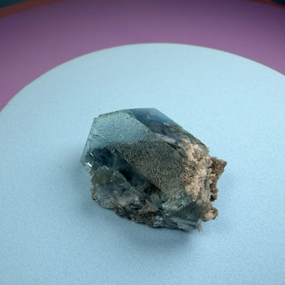 Octahedral Blue-Green Fluorite + Black Chalcedony Crystal Specimen, Fujian, China