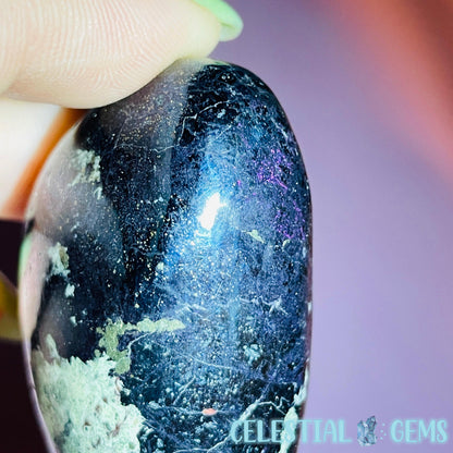 Rare Covellite Metallic Palmstone with Pink Fire Flash! (Video)