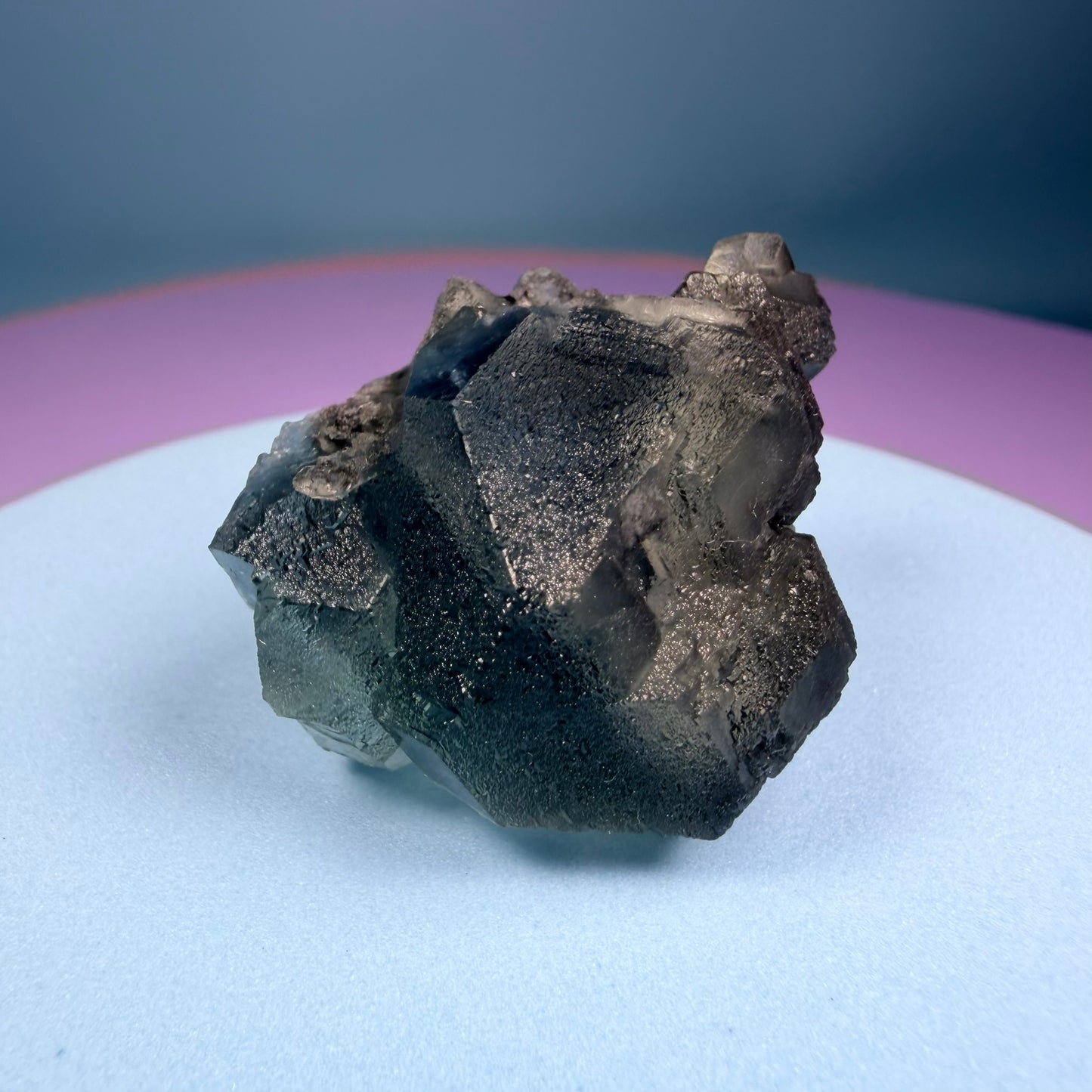 Octahedral Blue-Green Fluorite + Black Chalcedony Cluster Specimen, Fujian, China