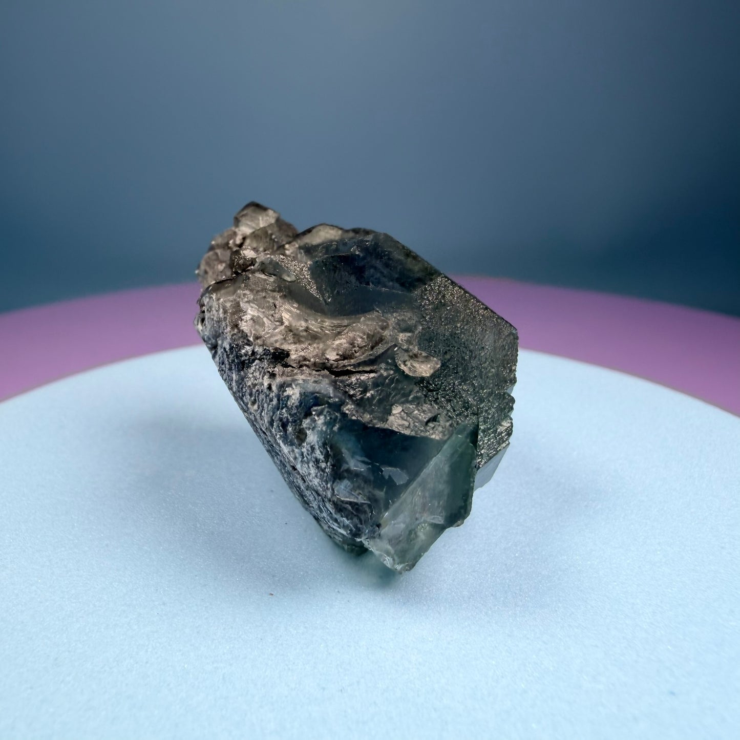 Octahedral Blue-Green Fluorite + Black Chalcedony Cluster Specimen, Fujian, China