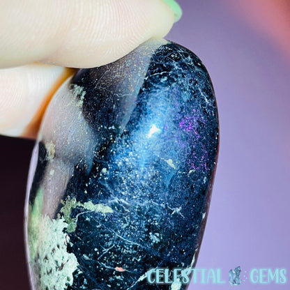 Rare Covellite Metallic Palmstone with Pink Fire Flash! (Video)