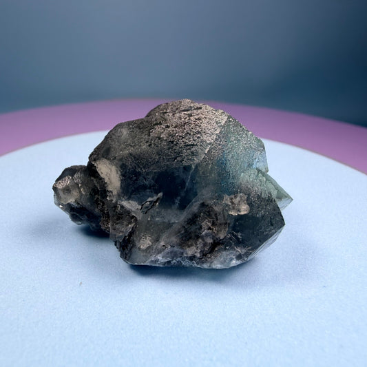 Octahedral Blue-Green Fluorite + Black Chalcedony Cluster Specimen, Fujian, China