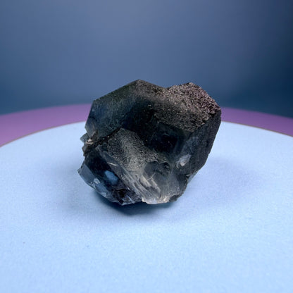 Octahedral Blue-Green Fluorite + Black Chalcedony Cluster Specimen, Fujian, China
