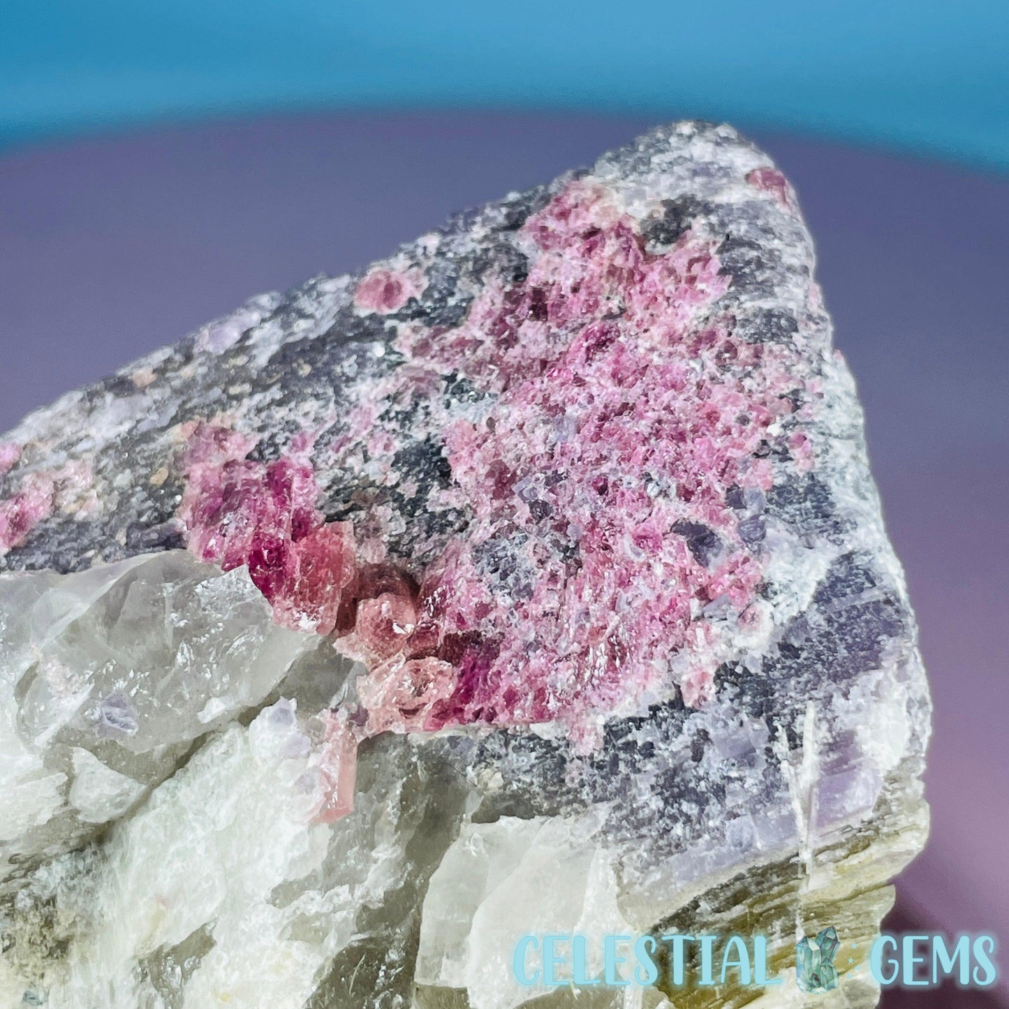 Pink + Black Tourmaline in Smoky Quartz with Lepidolite + Muscovite Raw Medium Chunk Specimen