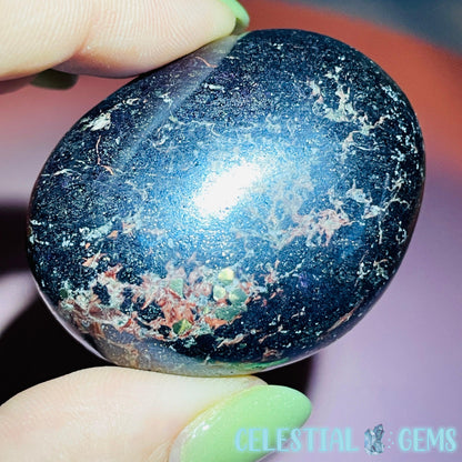 Rare Covellite Metallic Palmstone with Pink Fire Flash! (Video)